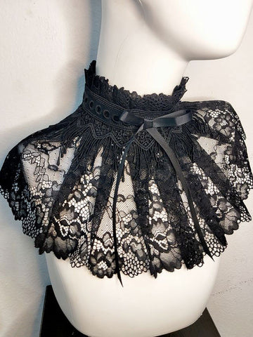 Black Lolita Chocker Bows Lace Accessory Polyester Fiber Miscellaneous Lolita Accessories