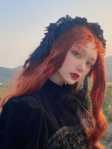 Black Lolita Headwear Ruffles Lace Polyester Fiber Lace Miscellaneous Accessories Black Lolita Headwear