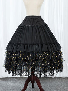 Black Lolita Petticoats Lace Polyester Stars Print Gothic Lolita Petticoat Skirt