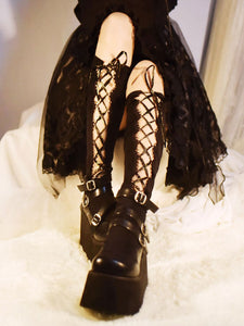 Black Lolita Socks Lace Up Accessory Polyester Gothic Lolita Accessories