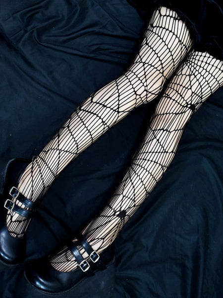 Black Lolita Tights Nets Polyester Lolita Accessories Cut Out Lolita Socks
