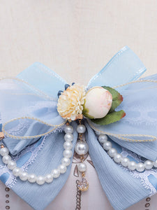 Blue Sweet Lolita JSK Dress Nude Sleeveless Flowers Tiered Lolita Jumper Skirts