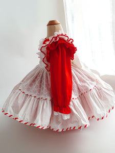 Children's Sweet Lolita Dress Red Polyester Long Sleeve Kids One Piece Dress