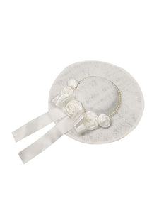 Chinese Style Lolita Hat Bows Pearls Accessory Woven Cotton Linen White Lolita Accessories