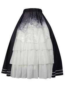 Chinese Style Lolita SK Light Gray Ruffles Polyester Lolita Skirt