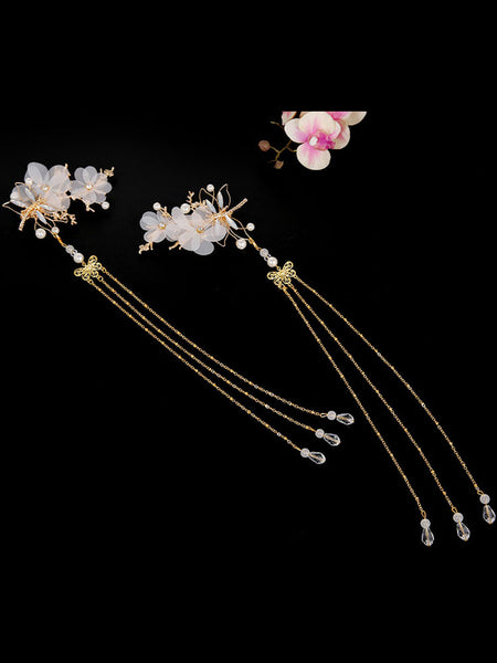 Chinese style Lolita Headdress Pink Metal Fringe Flowers Sakura Pattern Head Flower Accessory Lolita Hair Accessories