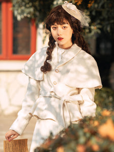 Classic Lolita Coats White Metal Details Polyester Long Sleeve Overcoat Lolita Outwears