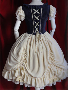 Classic Lolita JSK Dress Fairytale Infanta Bows Polyester Deep Blue Lolita Jumper Skirts
