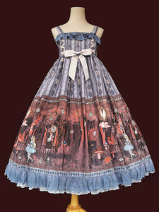 Classic Lolita JSK Dress Infanta Fairy Tale Theme Deep Blue Sleeveless Lace Tea Party Lolita Jumper Skirts