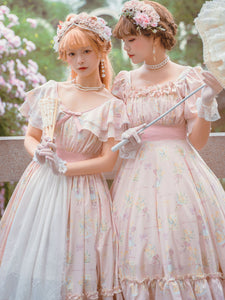 Classic Lolita JSK Dress Pink Sleeveless Ruffles Long Lolita Jumper Skirts