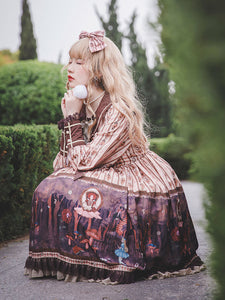 Classic Lolita OP Dress Infanta Alice Theme Lace Sleeveless Polyester Casual Apricot Lolita One Piece Dresses