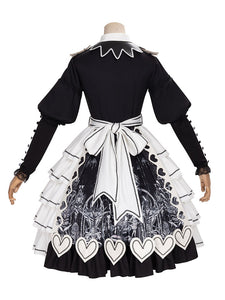 Classical Lolita OP Dress Black Lace Bows Criss-Cross Long Sleeve Lace Up Lolita One Piece Dress