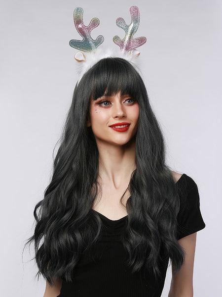 Dark Navy Lolita Wig 24 inches Heat-resistant Fiber 450 Tousled Lolita Accessories