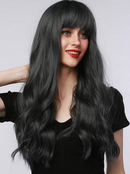 Dark Navy Lolita Wig 24 inches Heat-resistant Fiber 450 Tousled Lolita Accessories