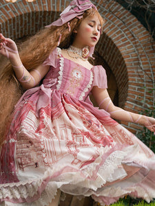 Fairytale Lolita JSK Dress Infanta Chiffon Burgundy Lolita Sweet Jumper Skirts