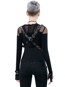 Gothic Lolita Bag Black Metal Details Rivets Waist Pack PU Leather Steampunk Lolita Accessories