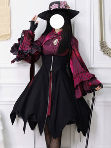 Gothic Lolita Blouses Burgundy Long Sleeves Bows Ruffles Polyester Lolita Shirt