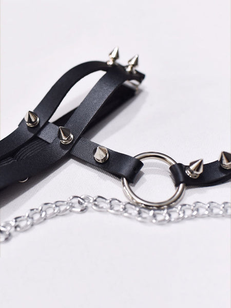 Gothic Lolita Choker Rivets Metal Details Metallic Choker Metal Miscellaneous Black Lolita Accessories