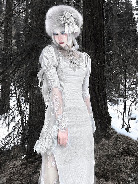 Gothic Lolita Dresses Lace Floral Print 