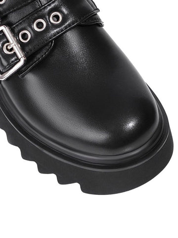 Gothic Lolita Footwear Black PU Leather Round Toe Lolita Shoes