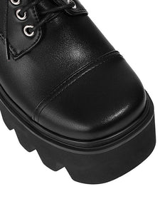 Gothic Lolita Footwear Black Round Chunky Heel Toe PU Leather Lolita Pumps