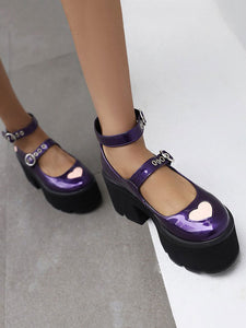 Gothic Lolita Footwear Black Round Toe Chunky Heel PU Leather Lolita Shoes