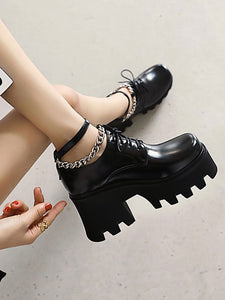 Gothic Lolita Footwear Black Round Toe PU Leather Lolita Pumps