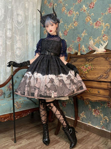 Gothic Lolita JSK Dress Black Sleeveless Ruffles Lolita Jumper Jumper Skirts