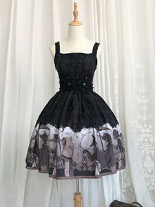 Gothic Lolita JSK Dress Black Sleeveless Ruffles Lolita Jumper Jumper Skirts