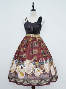Gothic Lolita JSK Dress Burgundy Sleeveless Polyester Daily Casual Jumper Skirt Dark Lolita Dress