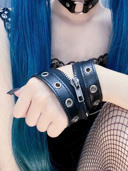 Gothic Lolita Metallic Oversleeves Metal Details Grommets Metal Miscellaneous Black Lolita Accessories