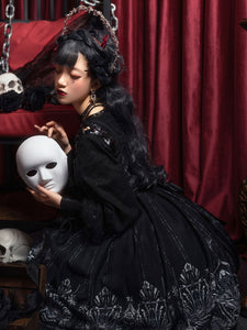 Gothic Lolita OP Dress 3-Piece Set Sleeveless Polyester JSK Jumper Skirt
