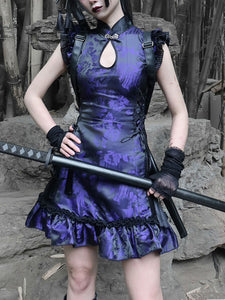 Gothic Lolita OP Dress Purple Sleeveless Polyester Jacquard Pattern Chinese Style Lolita Dress