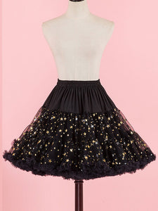Gothic Lolita Petticoats Black Stars Print Polyester Lolita Skirt