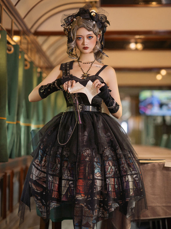 Gothic Lolita SK Dress Red Black Skirt Polyester Sleeveless Casual Lolita Skirts