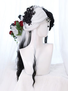 Harajuku Fashion Lolita Wig Long Highlighting Hair Heat-resistant Fiber Black Lolita Accessories