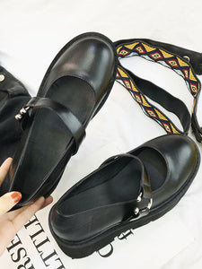 Lolita Black Shoes PU Leather Lolita Heeled Footwear