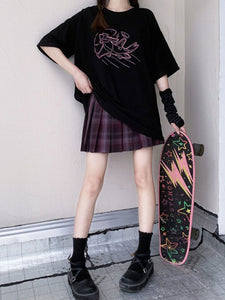 Lolita Blouse For Women Black Polyester Jewel Short Sleeves Black Lolita T-SHirt