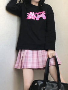 Lolita Blouse For Women Black Polyester Jewel Short Sleeves Lolita T-Shirt