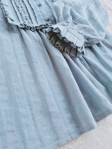 Lolita Blouses Light Sky Blue Long Sleeves Peter Pan Collar Ruffles Bows Lolita Top Lolita Shirt