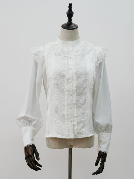 Lolita Blouses White Long Sleeves Polyester Sweet Lolita Shirt