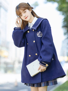Lolita Coats Navy Style Blue Ruffles Lace Up Polyester Cape Dress Coat Fall Lolita Outwears