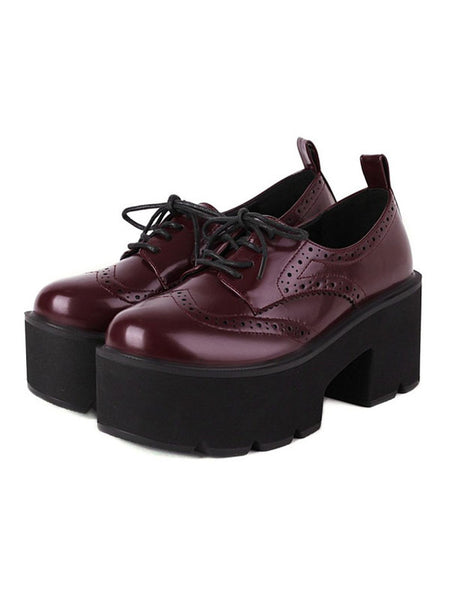 Lolita Footwear Round Toe PU Leather Lace Up Lolita Shoes
