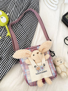 Lolita Handbag Lilac Canvas Animal Print Cross-body Cotton Bag Daily Casual Lolita Accessories