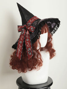 Lolita Hat Black Mage Hat Ruffles Polyester Fiber Lolita Accessories