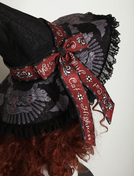 Lolita Hat Black Mage Hat Ruffles Polyester Fiber Lolita Accessories