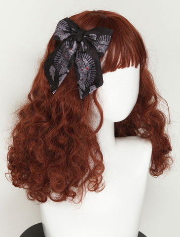 Lolita Headdress Black Silver Polyester Fiber Bowknot Lolita Hair Accessories