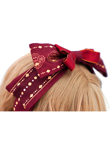 Lolita Headdress Burgundy Polyester Fiber Bowknot Lolita Hair Accessories