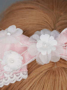 Lolita Headdress Light Pink Polyester Fiber Bows Head Flower Lolita Hair Accessories