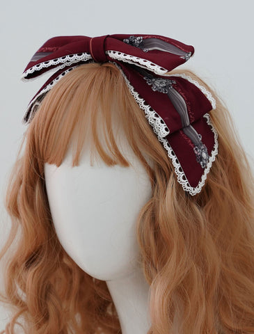 Lolita Headdress Navy Blue Polyester Fiber Bowknot Lolita Hair Accessories